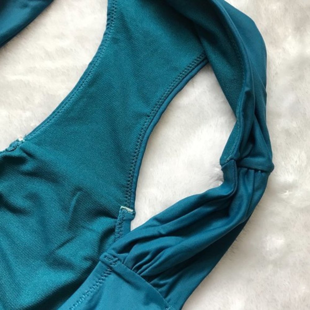 Leilani Women's‎ Teal Cayman Islands Shirred Side Basic Swimsuit Bottoms 16 NEW - Picture 5 of 6